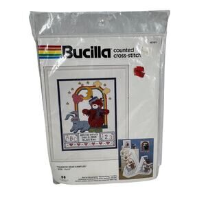 BUCILLA Counted Cross Stitch Kit Rainbow Bear Sampler 11x14 Complete Sealed